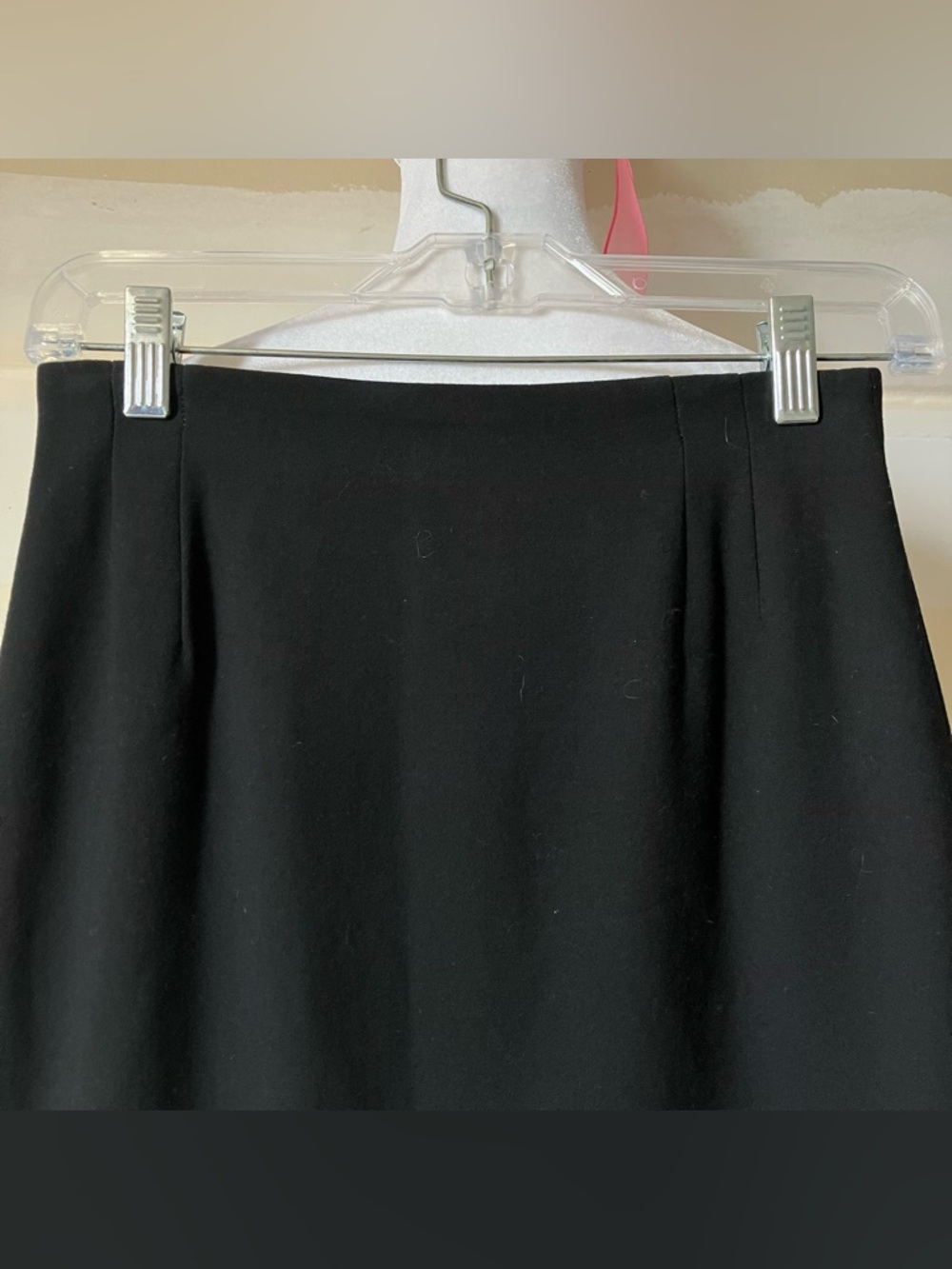 Escada Couture Vintage Black Velvet Trim Mini Wool Pencil Skirt size 34 - Picture 6 of 8